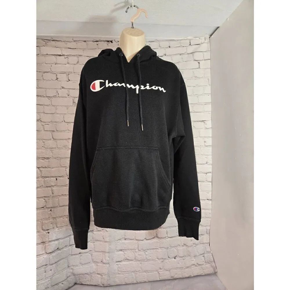Champion Unisex Size Medium Black Pullover Hoodie